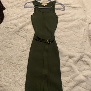 Michael Kors olive green ribbed dress